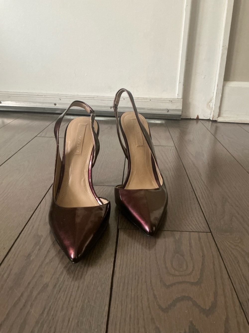 BCBGMaxAzria Iridescent Wine Pointed Slingback Heels